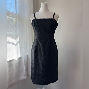 Vintage Y2K Tessuto Petites Black Sleeveless Square Neck Bodycon Dress